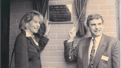 Ormiston Trust timeline archive photo from 1995 at the Colchester opening with Trevor Brooking