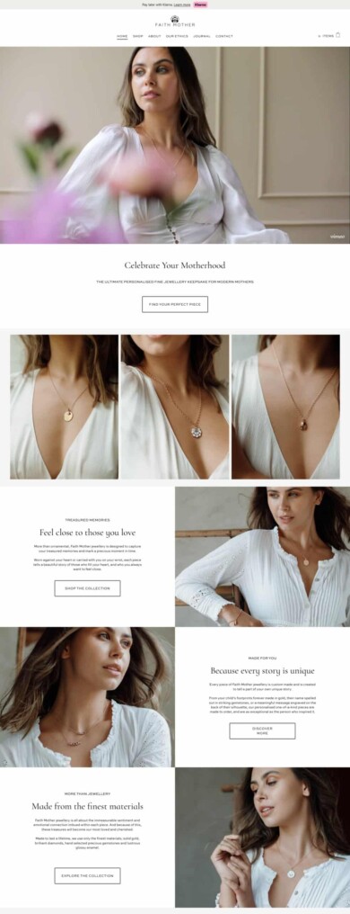 Faith mother jewellery website preview